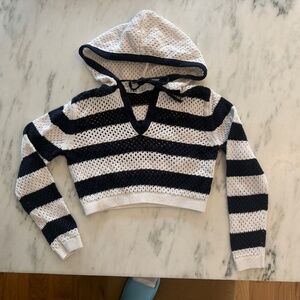 Zara cropped open-knit striped sweater
